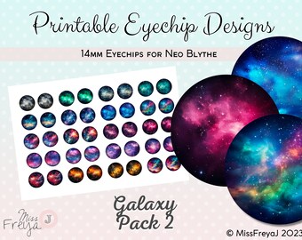 Druckbare Eyechip Designs - 14mm Fantasy Augen für Neo Blythe Doll - Galaxy Pack 2