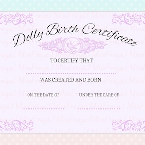 Printable Doll Birth Certificate - for Doll Customisers, Blythe Doll ...