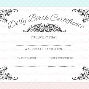 Printable Doll Birth Certificate - for Doll Customisers, Blythe Doll ...