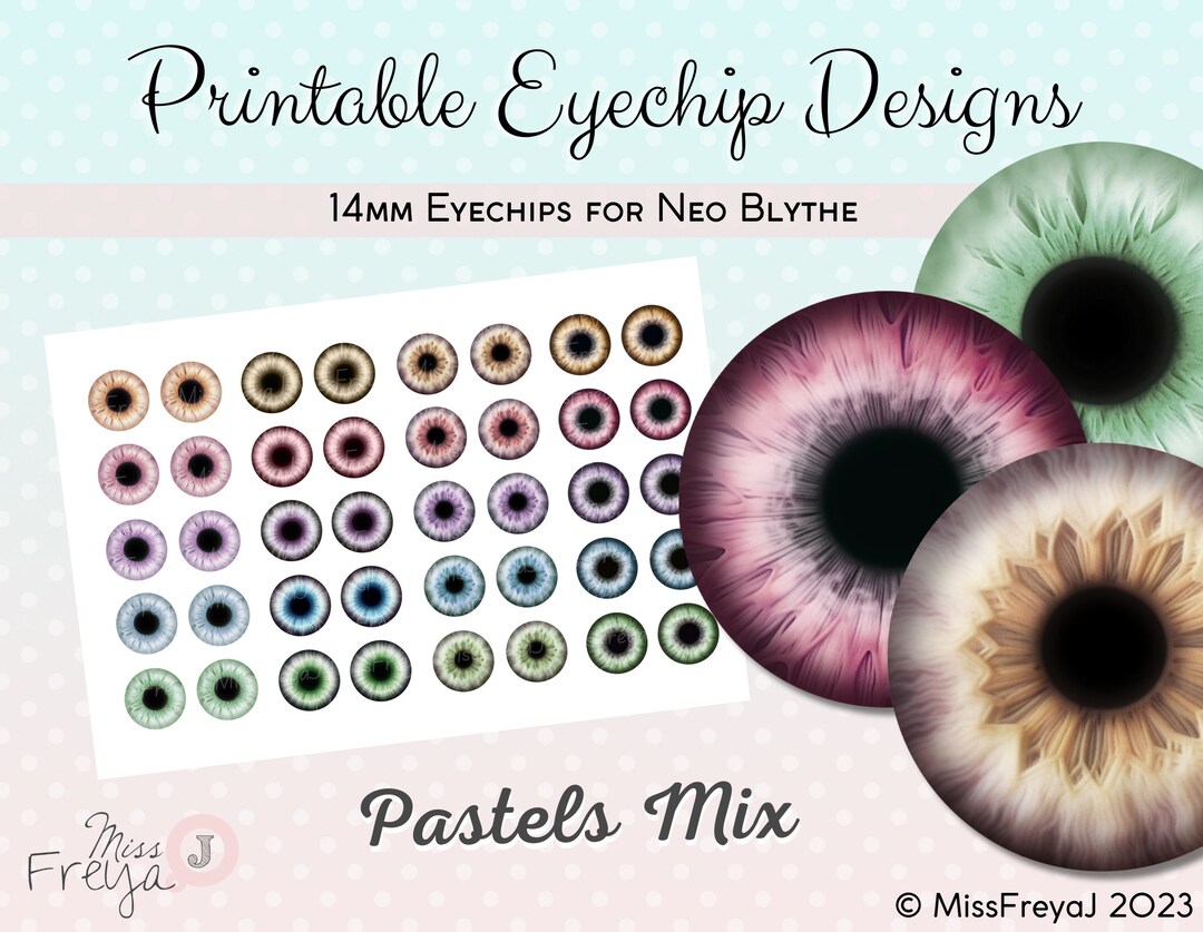 Printable Eyechip Designs - 14mm Realistic Eyes for Neo Blythe Doll ...