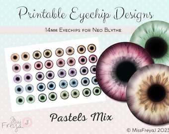 Eyechip Designs - 14mm Realistische Augen für Neo Blythe Doll - Pastelle Mix