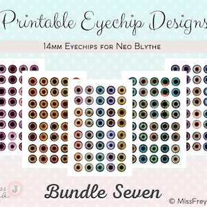 Wydrukowane wzory Eyechipów - 14 mm Realistyczne oczy dla lalki Neo Blythe - Zestaw siedem