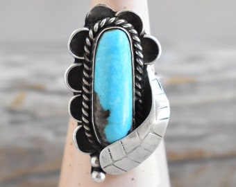 Old Pawn Native American Vintage Turquoise Sterling Silver Ring