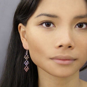 Geometric Modern Dangle Earrings ~ Sterling Silver, Bronze, Copper