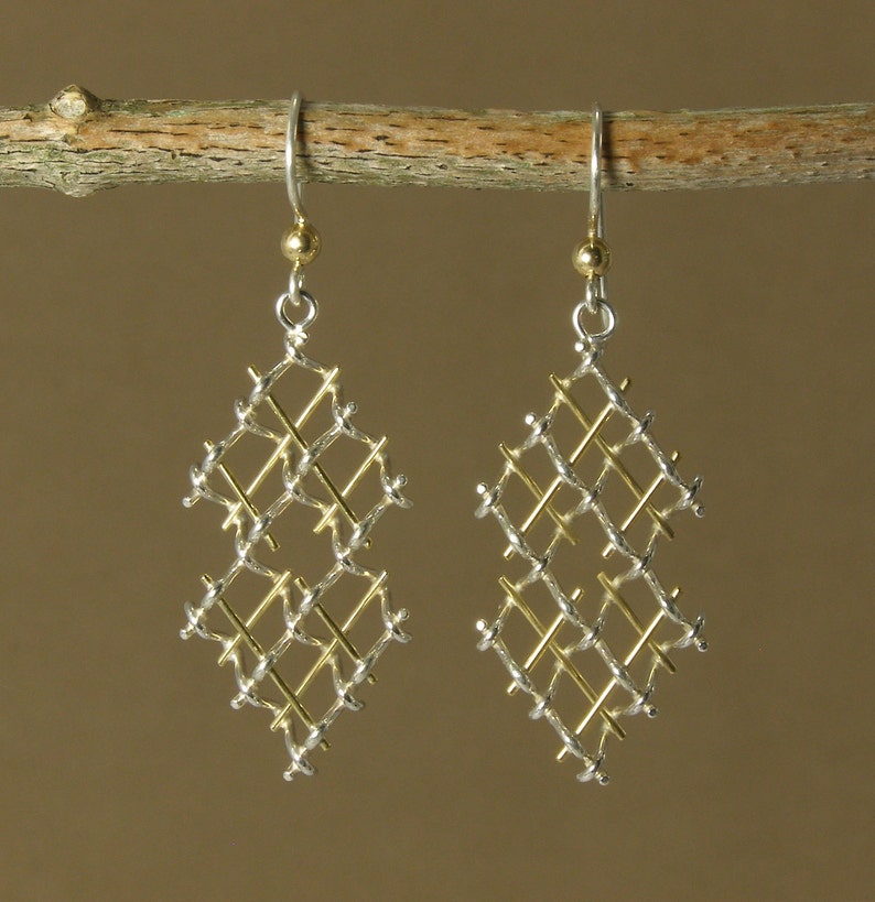 Modern Chandelier Earrings Sterling Silver and Bronze 3D Etsy