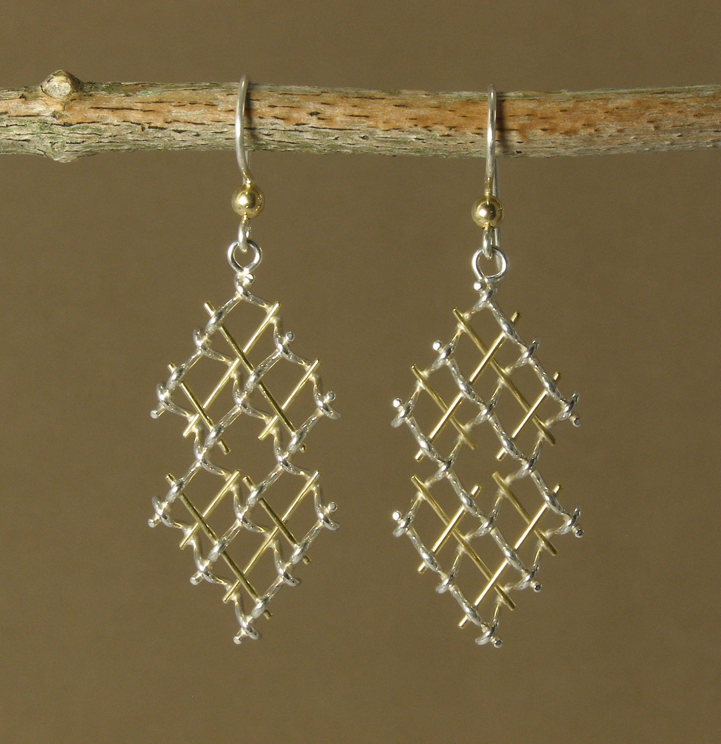 Modern Chandelier Earrings Sterling Silver and Bronze 3D Etsy