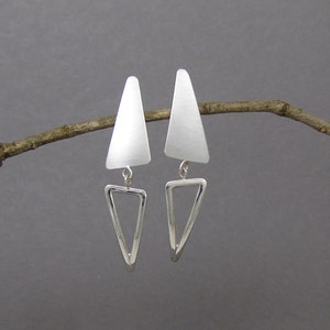 Geometric  Earrings ~ Skinny Triangles ~ Sterling Silver
