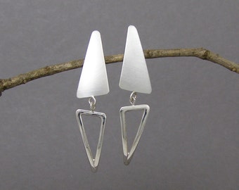 Geometric  Earrings ~ Skinny Triangles ~ Sterling Silver