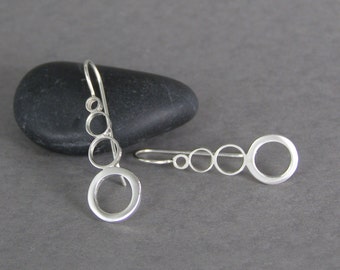 Sterling Silver Modern Circle Earrings ~ Four Ring Earrings