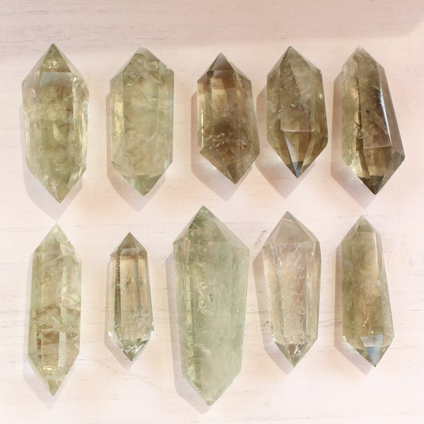 Double terminated Green Amethyst, Prasiolite double terminated, crystal point