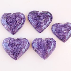Charoite cabochon heart, purple crystal heart