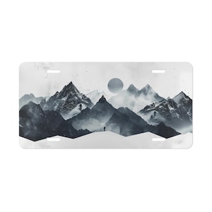 ON SALE, Mountains Vanity Plate, Black and White, Front of Car, Car Decoration, Car Accessory, License Plate