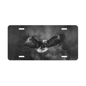 ON SALE, Eagle Vanity Plate Black and White, Front of Car, Car Decoration, Car Accessory, License Plate