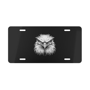 ON SALE, Eagle Face Black White Vanity Plate, Front of Car, Car Decoration, Car Accessory, License Plate