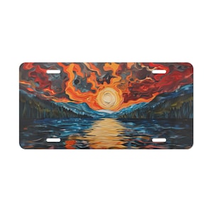 ON SALE, River Sunset Vanity Plate Mountains, Front of Car, Car Decoration, Car Accessory, License Plate