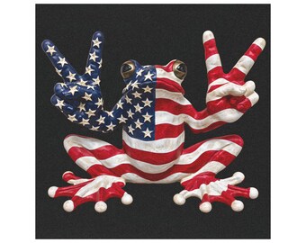 American Flag Frog Car Magnet | Patriotic Frog 4th of July Vehicle Decal Vehicle Decoration Outdoor/Indoor Square Magnet Durable Car Decor