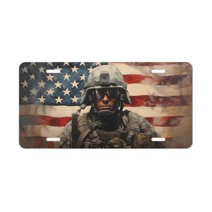 ON SALE, Veteran License Plate, American Flag, Vanity Plate, Front of Car, Car Decoration, Car Accessory, License Plate