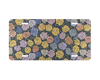 Talerz toaletowy z motywem róży, pastelowe kolory, niebieski, żółty, pomarańczowy, motyw natury, dekoracja samochodowa, prezent dla dorosłych, prezent urodzinowy dla kierowcy, trwały dodatek do samochodu