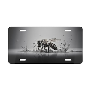 ON SALE, Bee Black White Vanity Plate, Front of Car, Car Decoration, Car Accessory, License Plate