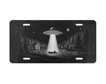 Alien Abduction Vanity Plate Black and White Vanity Plate Aluminum Front Car Exterior Decorative License Plate Car Decor Gift Buy Multiple