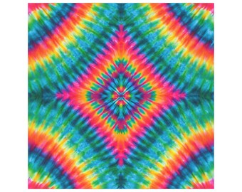Tie Dye Diamond Car Magnet | Bright Psychedelic Pattern Vehicle Decoration Outdoor/Indoor Square Magnet Durable Car Decor Birthday Present