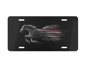 American Flag Horse Vanity Plate Running Front of Car Car Decoration Car Accessory License Plate Metal Sign Auto Tag  Birthday Gift
