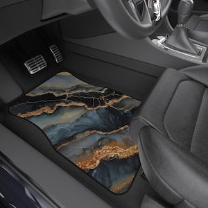 Epoxy Black Gold Car Mats (Set of 4) Car Decor Gift Vehicle Present Decorate Vehicle Option to Buy Multiple