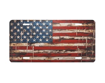 Kennzeichen mit amerikanischer Flagge, patriotisches Autokennzeichen für die Vorderseite des Autos, Metallschild, Autokennzeichen, Geburtstagsgeschenk