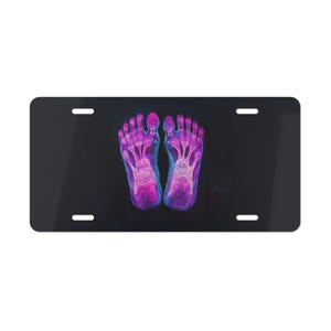 IN OFFERTA, Feet Anatomy Vanity Plate Piede Rosa Viola Nero, Parte anteriore dell&#39;auto, Decorazione auto, Accessorio auto, Targa