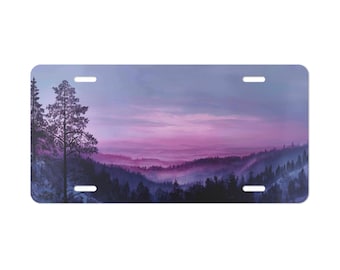 Purple Mountains Vanity Plate  Purple Landscape Vanity Plate Metal Sign Auto Tag  Christmas Gift Adult Present Vehicle Decoration