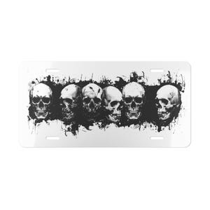ON SALE, Skull Vanity Plate, Black and White, Gothic, Punk, Emo, Front of Car, Car Decoration, Car Accessory, License Plate