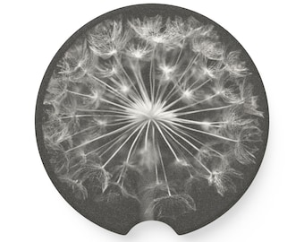 Dandelion Soapstone Car Coaster Black and White Black and White Car Decor Gift Idea  Vehicle Decor Present Vehicle Decor Xmas Gift Bday