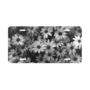 ON SALE, Daisies Vanity Plate Daisy Black White, Front of Car, Car Decoration, Car Accessory, License Plate