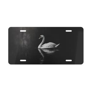 ON SALE, White Swan Black Vanity Plate, Front of Car, Car Decoration, Car Accessory, License Plate
