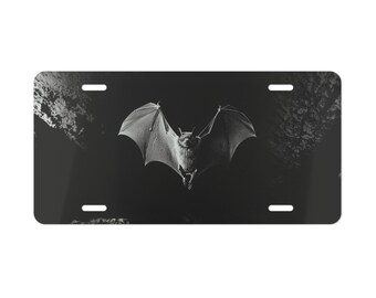 Black Bat Vanity Plate Front of Car Car Decoration Car Accessory License Plate Metal Sign Auto Tag  Christmas Gift Adult Present