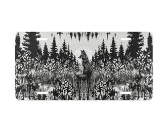 Fox in Forest Vanity Plate Front of Car Car Decoration Car Accessory License Plate Metal Sign Auto Tag  Vehicle Decoration