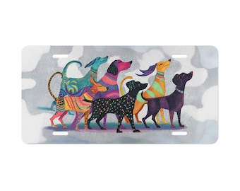 Colorful Dog Vanity Plate Dog Owner Car Decor Colorful Vehicle Decoration Animal Lover Pet Owner Present Christmas Gift Friend Birthday Art