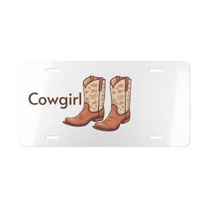 ON SALE, Cowgirl Boots Vanity Plate Brown White, Front of Car, Car Decoration, Car Accessory, License Plate