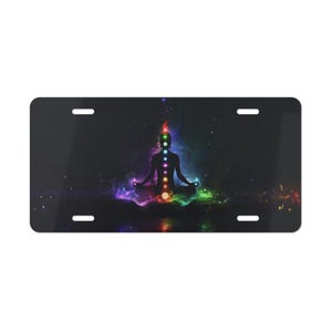 ON SALE, Yoga Chakra Vanity Plate, Black, Front of Car, Car Decoration, Car Accessory, License Plate