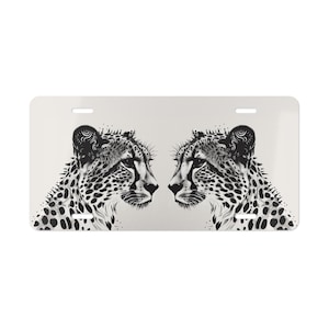 ON SALE, Cheetahs Vanity Plate Cheetah Black White, Front of Car, Car Decoration, Car Accessory, License Plate