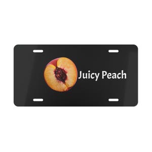 ON SALE, Juicy Peach Black Vanity Plate, Front of Car, Car Decoration, Car Accessory, License Plate