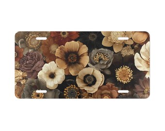 Targhetta decorativa floreale beige marrone oro grigio a tema natura per auto, regalo per adulti, regalo di compleanno per autisti, regalo di Natale, regalo per il sedicesimo compleanno.