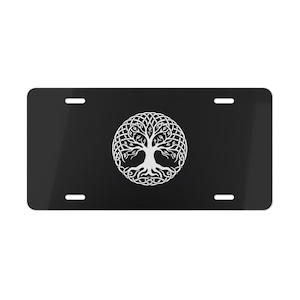 Tree of Life Celtic, Vanity Plate, Front of Car, License Plate, Black and White, Front of Car, Car Decoration, Car Accessory, License Plate