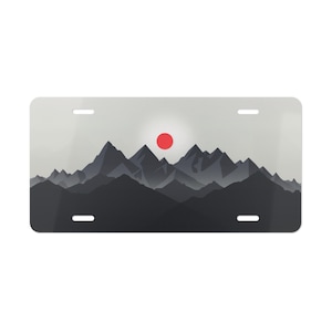 ON SALE, Mountain and Sun Vanity Plate, Mountains Art, Front of Car, Car Decoration, Car Accessory, License Plate