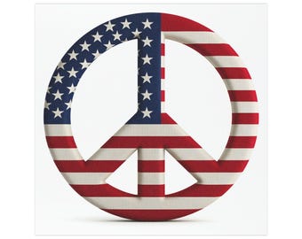 American Flag Peace Sign Car Magnet | Patriotic Peace Symbol Magnet Vehicle Decoration Outdoor/Indoor Square Magnet Durable Car Decor