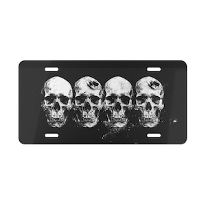 ON SALE, Skull Vanity Plate, Skulls Black and White, Front of Car, Car Decoration, Car Accessory, License Plate