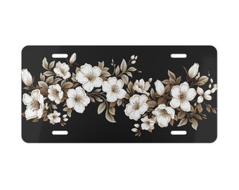 Flower License Plate Vanity Plate Front of Car Floral Design Nature Front of Car Car Decoration Car Accessory License Plate