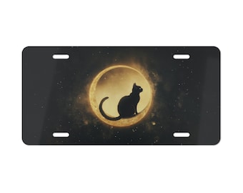 Funny Black Cat Boop Front License Plate, Humorous Vanity Plate