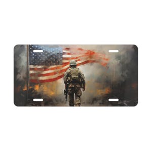 ON SALE, Veteran License Plate, American Flag, Vanity Plate, Front of Car, Car Decoration, Car Accessory, License Plate