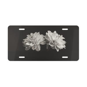 ON SALE, White Flowers Vanity Plate Black, Front of Car, Car Decoration, Car Accessory, License Plate